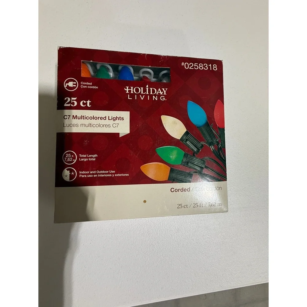 Holiday Living 25 ct C7 Multicolored Christmas Lights Indoor Outdoor 25ft
